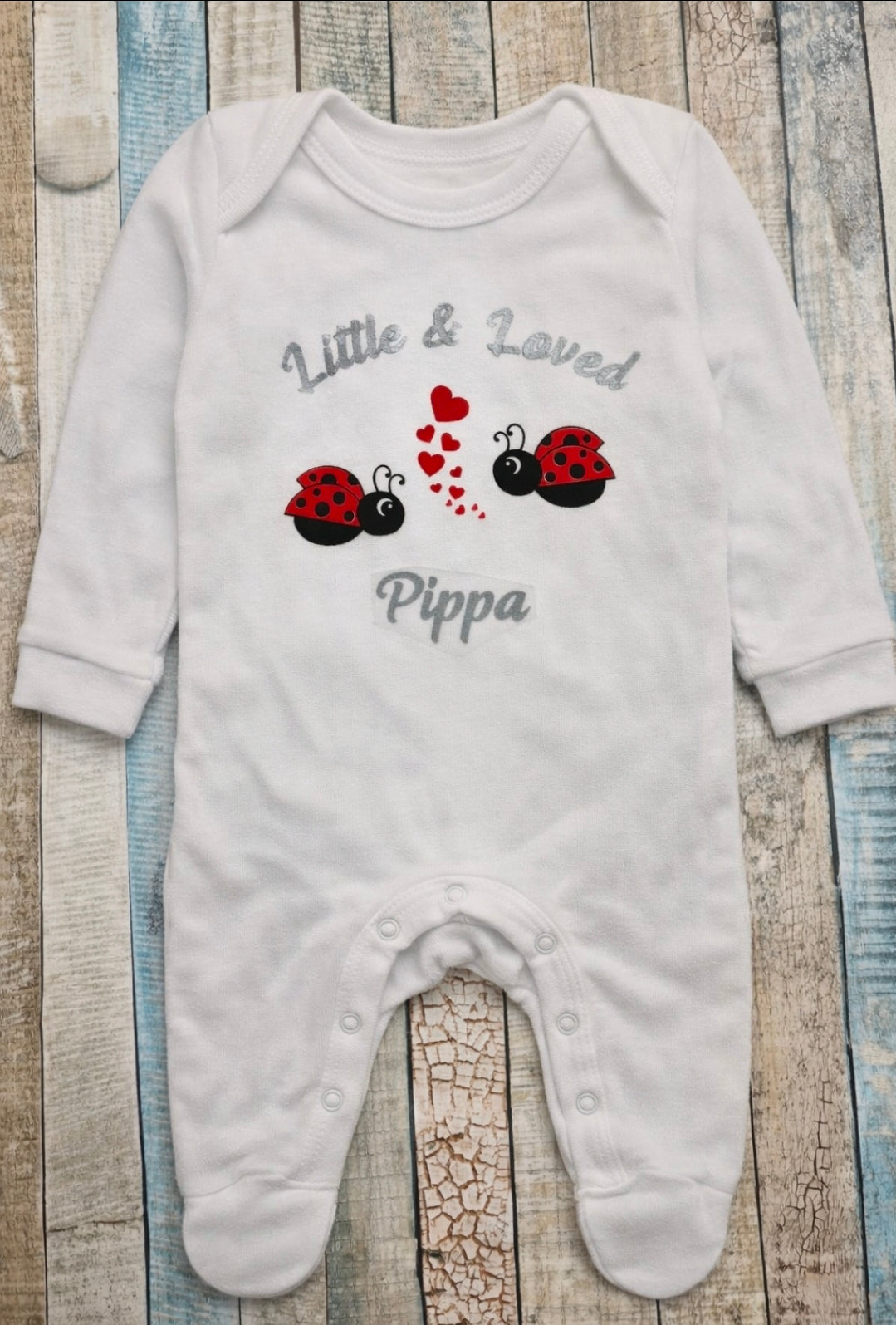 Personalised Unisex Baby Printed Little And Loved Ladybird Babygro