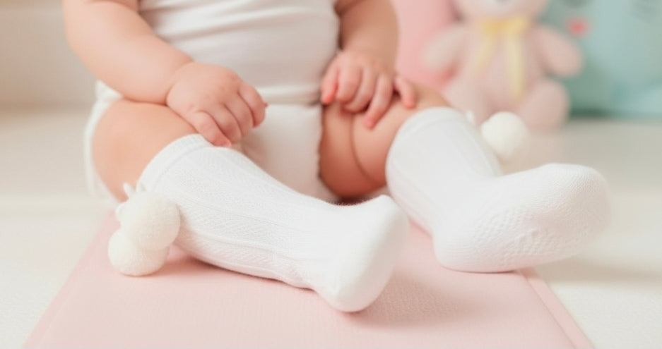 Unisex Baby Cream Pom Pom Socks