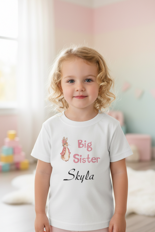 Girls Big Sister Printed Rabbit T Shirt