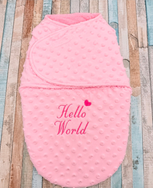 Baby Girls Pink Dimple Hello World Swaddle