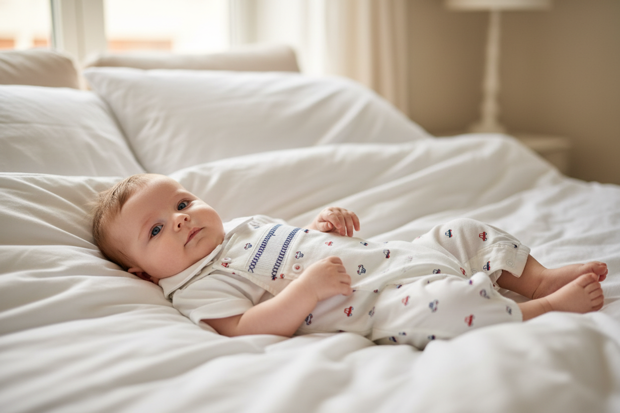 Baby Boys White Cars Dungaree 2 Piece Set