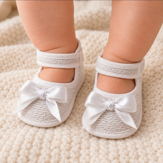 Baby Girls Pram Shoe With Bow