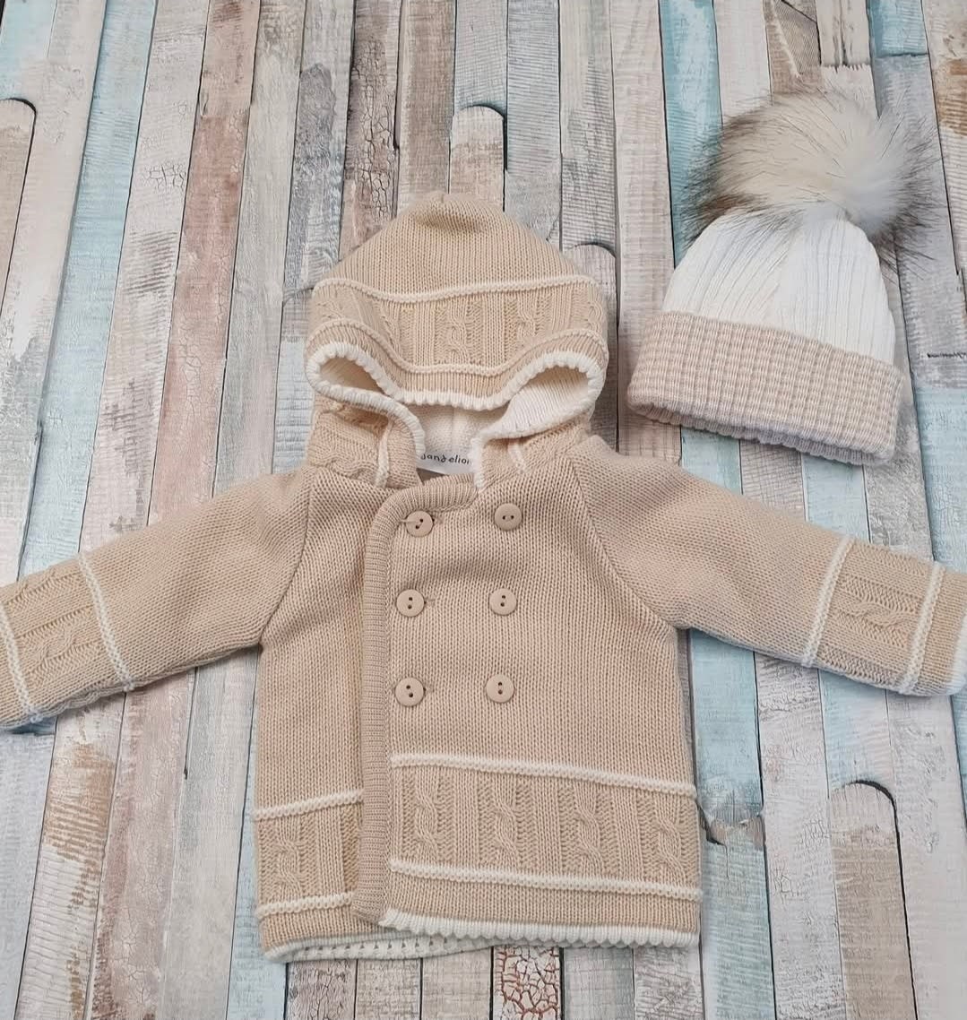 Unisex Baby Beige & White Pram Coat