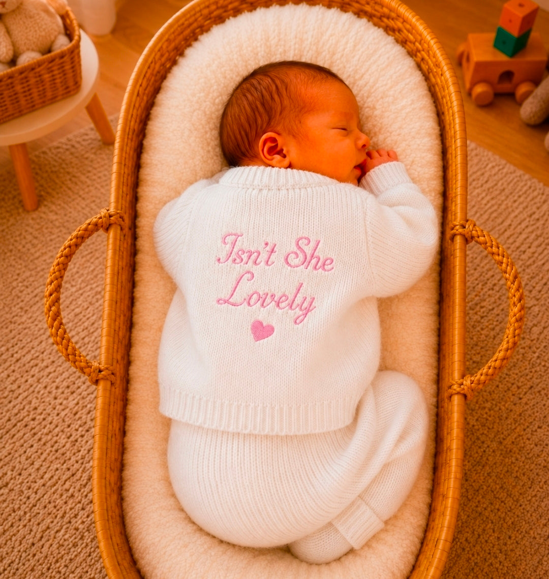 Baby Girls White Ribbed Isn't She Lovely Cardigan