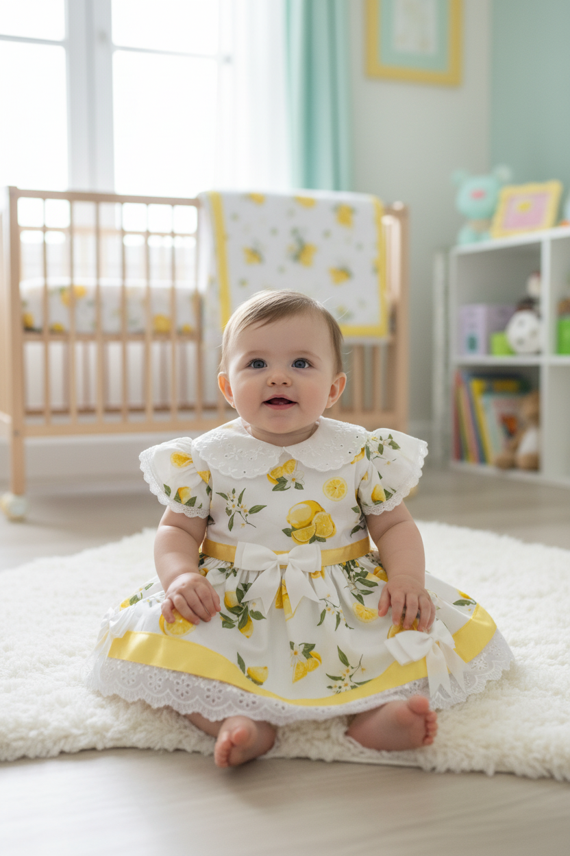 Baby Girls Lemon Short Sleeved Dress