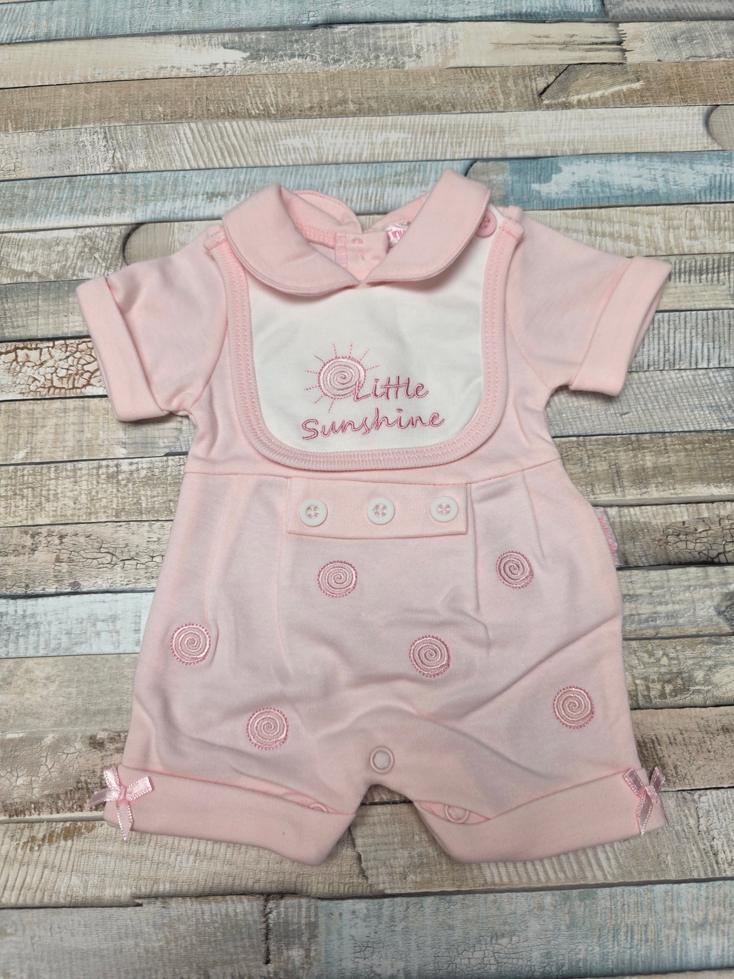 Premature Baby Girls Pink Little Sunshine Romper