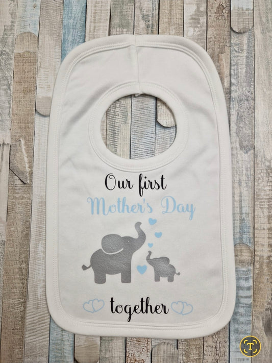 Baby Boys Our First Mother's Day Together Printed Bib