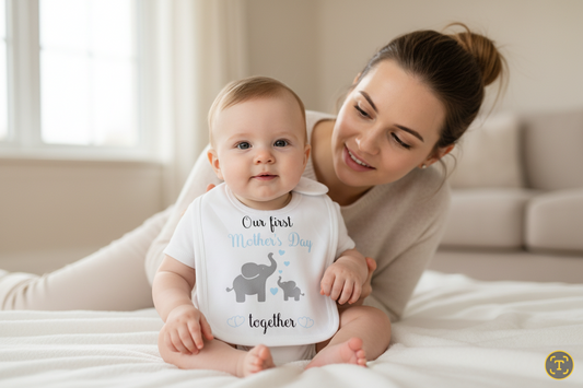 Baby Boys Our First Mother's Day Together Printed Bib