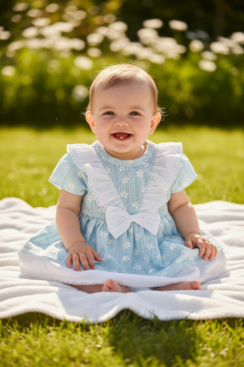 Baby Girls Sage Green Flower Dress And Pants