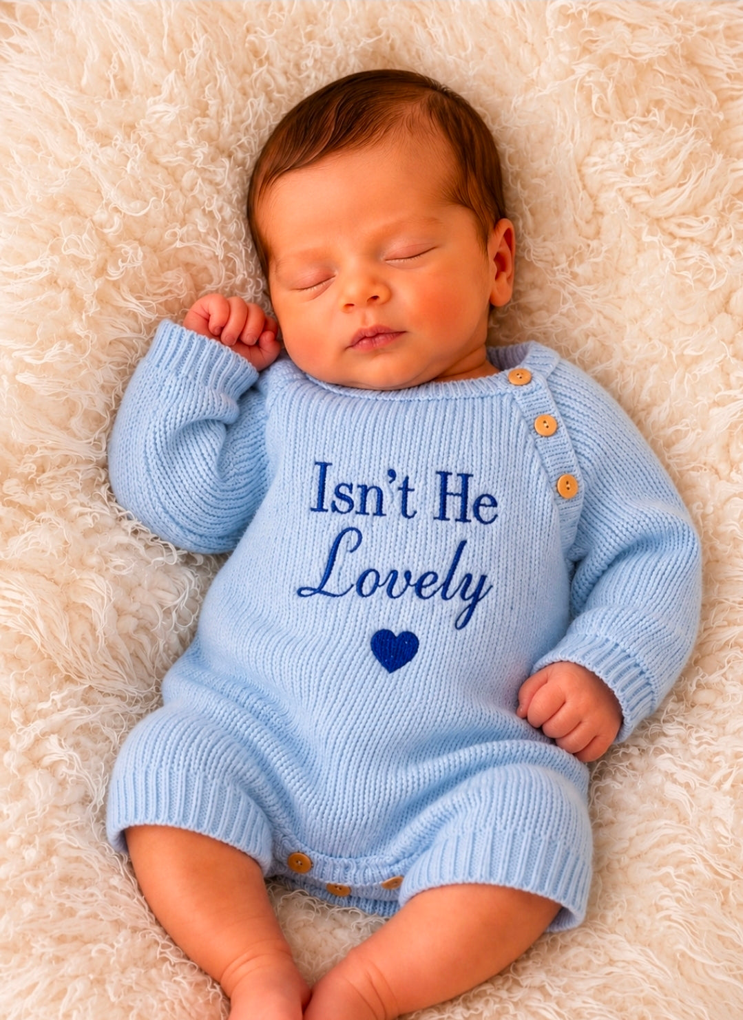 Baby Boys Blue Isn't He Lovely Romper