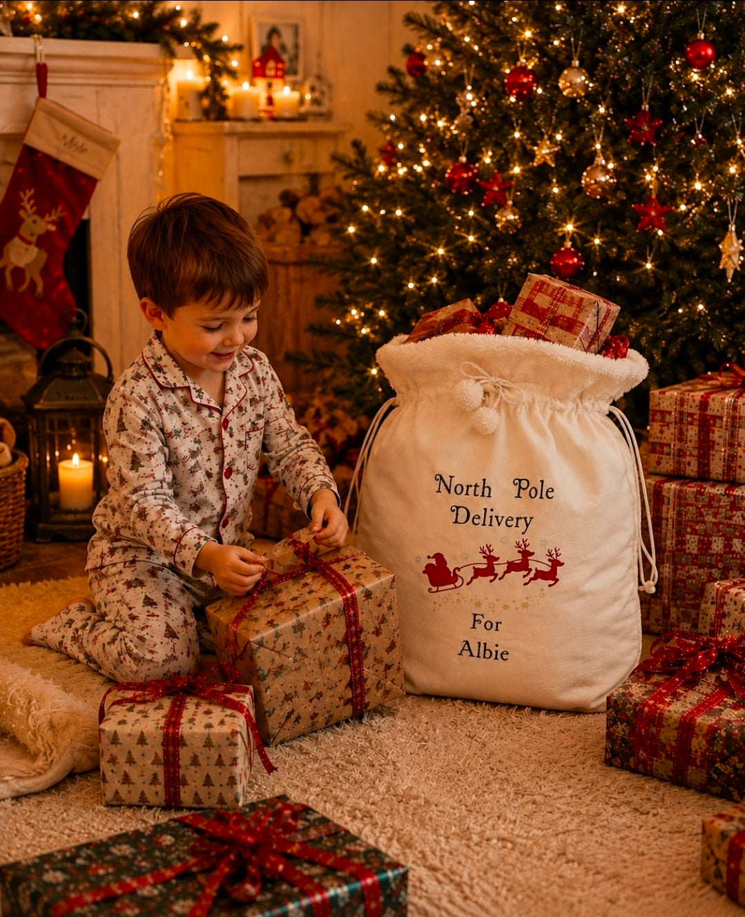 Personalised Children's North Pole Delivery Luxury Santa Sacks