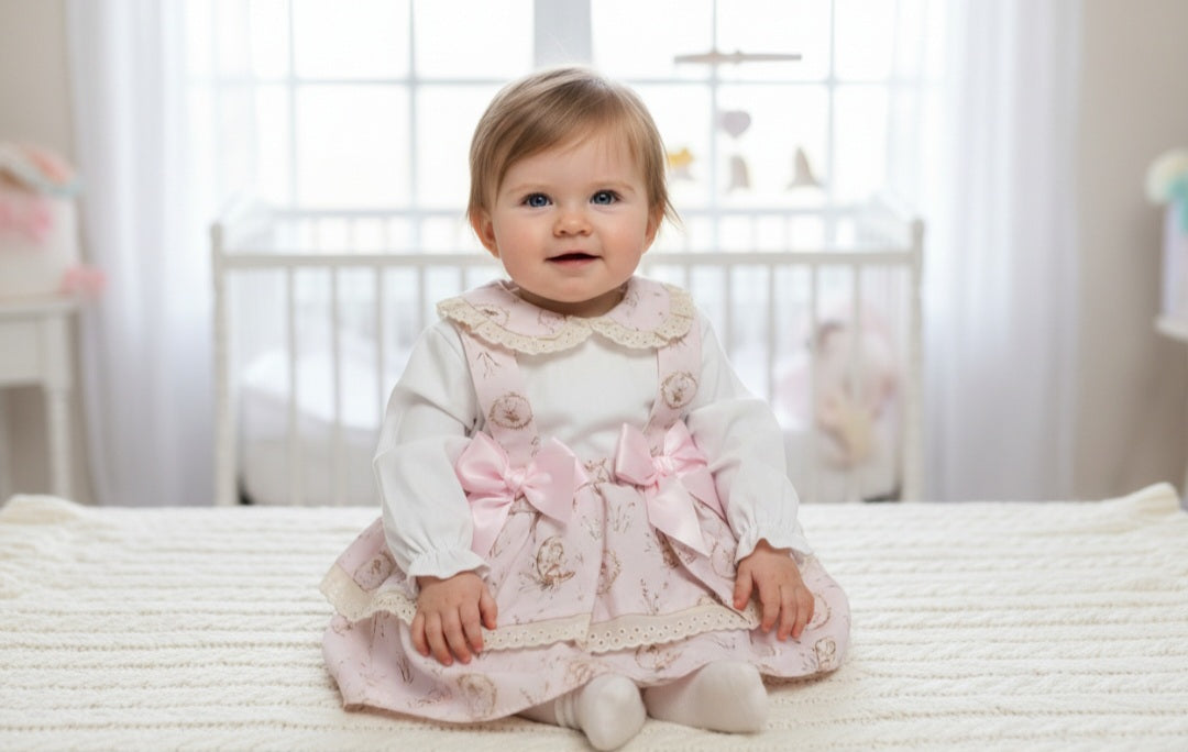 Baby Girls Pink Ballerina Jam Pants with Long Sleeved White Blouse