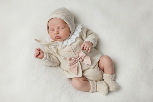 Baby Girls Knitted Beige 3 Piece Set