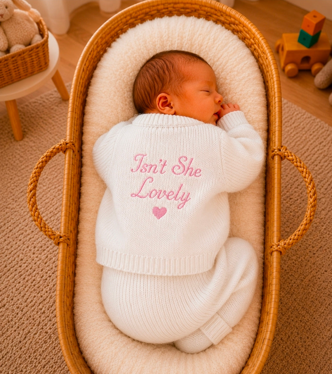 Baby Girls White Ribbed Isn't She Lovely Cardigan
