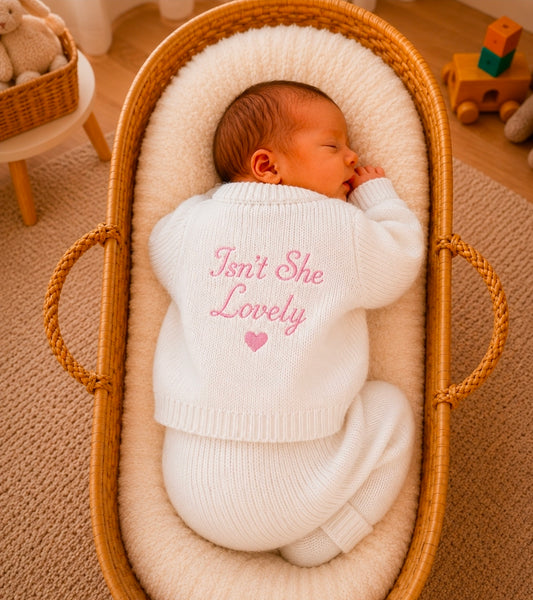 Baby Girls White Ribbed Isn't She Lovely Cardigan