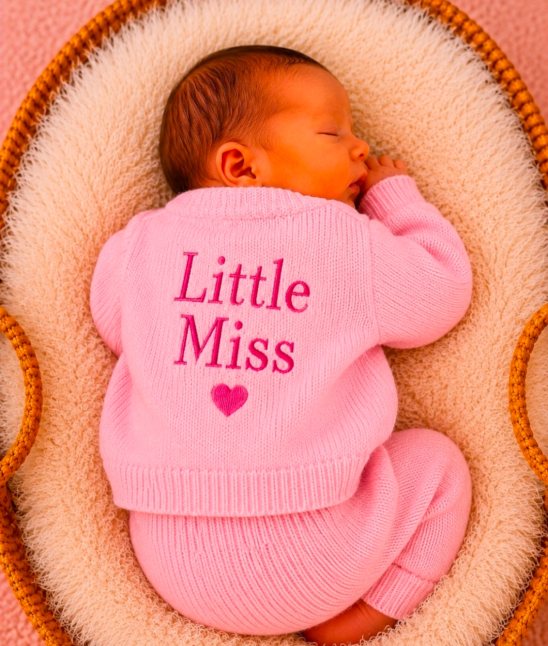 Baby Girls Pink Ribbed Little Miss Cardigan