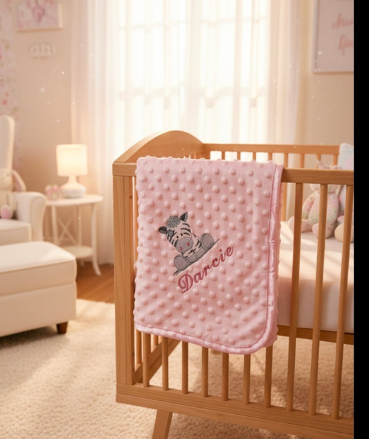 Baby Girls Personalised Pink Ziggy Zebra Dimple Wrap