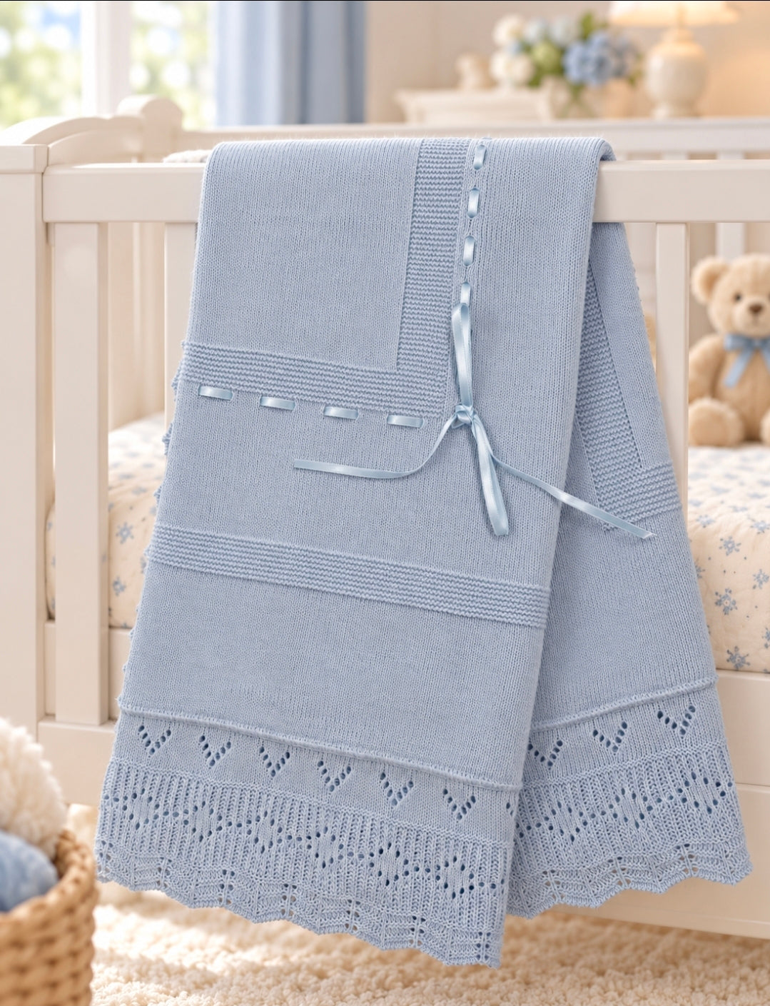 Baby Boys Blue Knitted Shawl