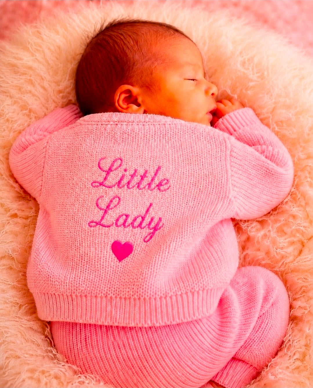 Baby Girls Pink Ribbed Little Lady Cardigan