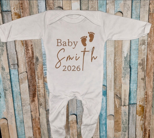 Unisex Baby Surname And Year Announcement Babygro