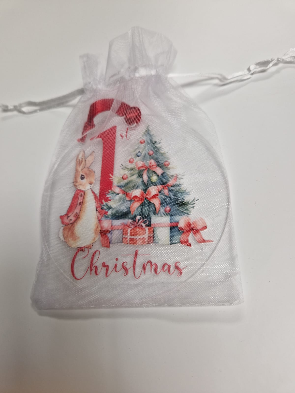 Baby 1st Christmas Red Rabbit Bauble Gift