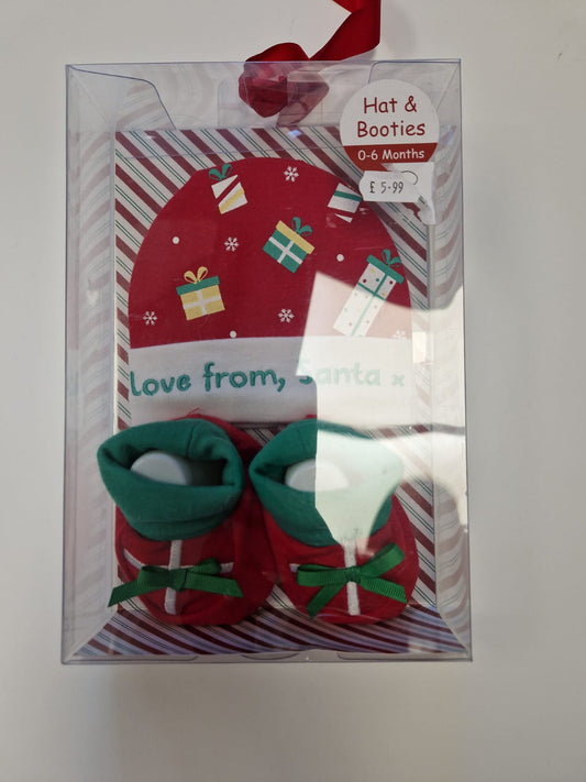 Nana's Special Buys Christmas Bootie And Hat Set