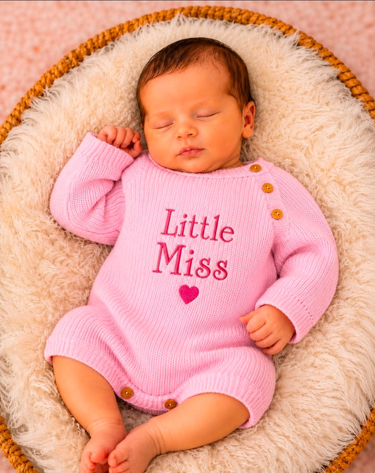 Baby Girls Pink Little Miss Romper