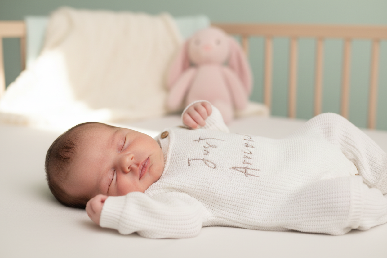 Unisex Baby White Knitted Just Arrived Romper