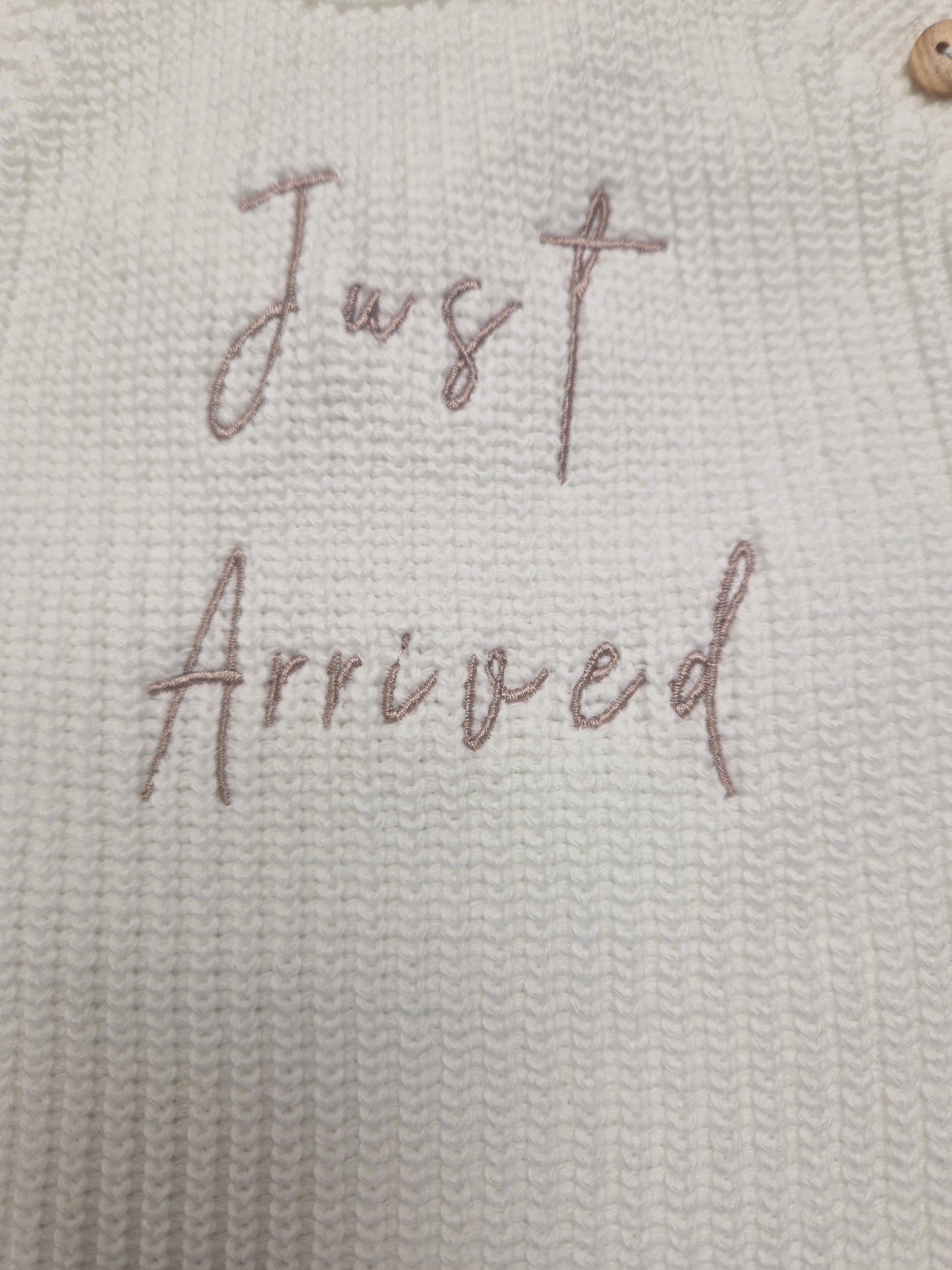 Unisex Baby White Knitted Just Arrived Romper