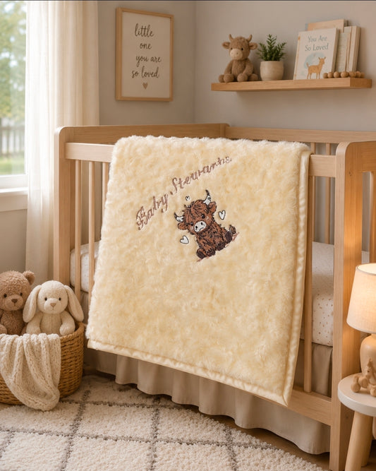 Unisex Baby Lemon Soft Rose Wrap Baby Name With Brown Highland Cow