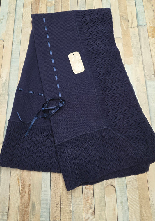 Unisex Baby Navy Knitted Shawl