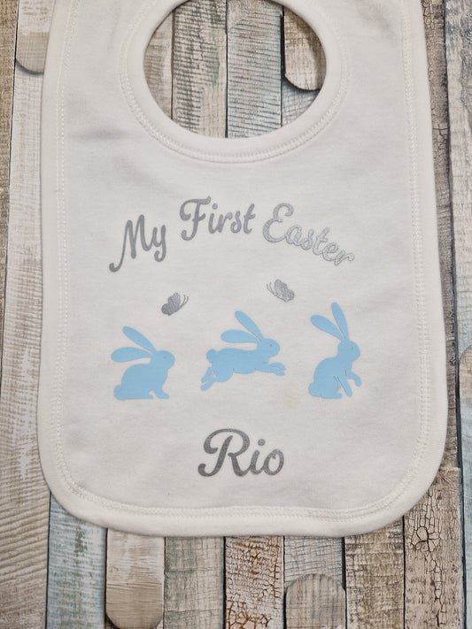 Baby Boys  Printed Personalised My First Easter Bunny Bib