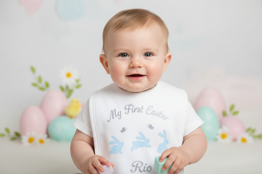Baby Boys  Printed Personalised My First Easter Bunny Bib