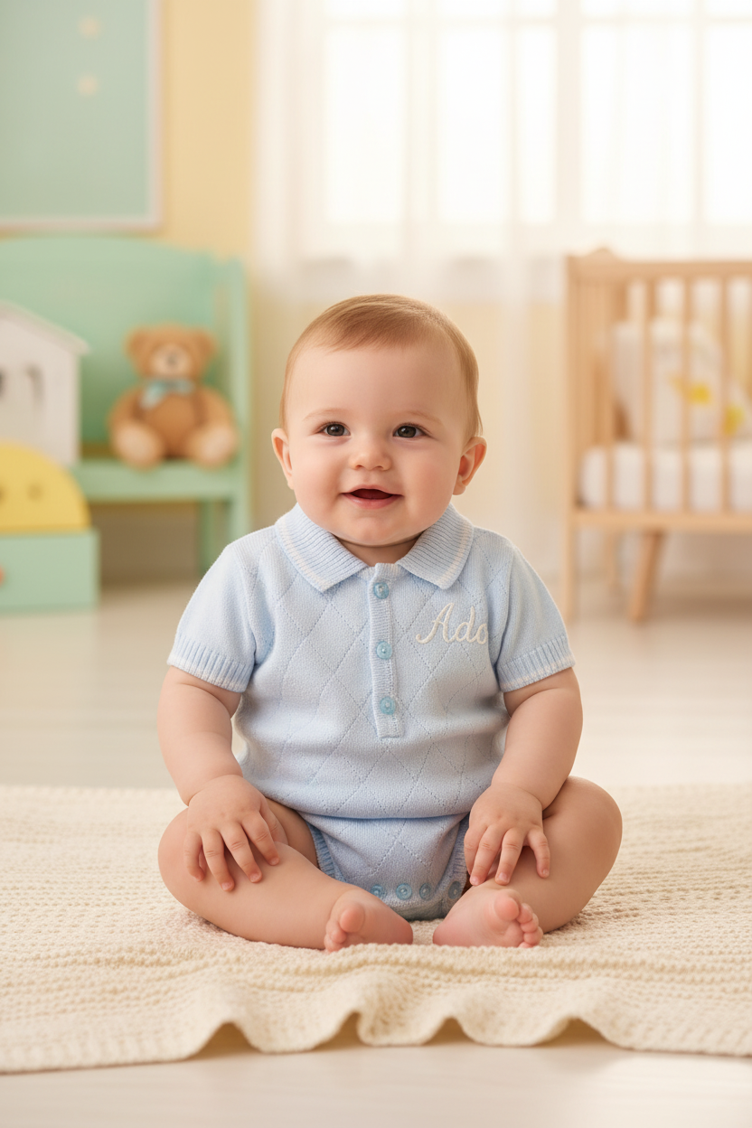 Baby boys Blue Diamond Design Romper