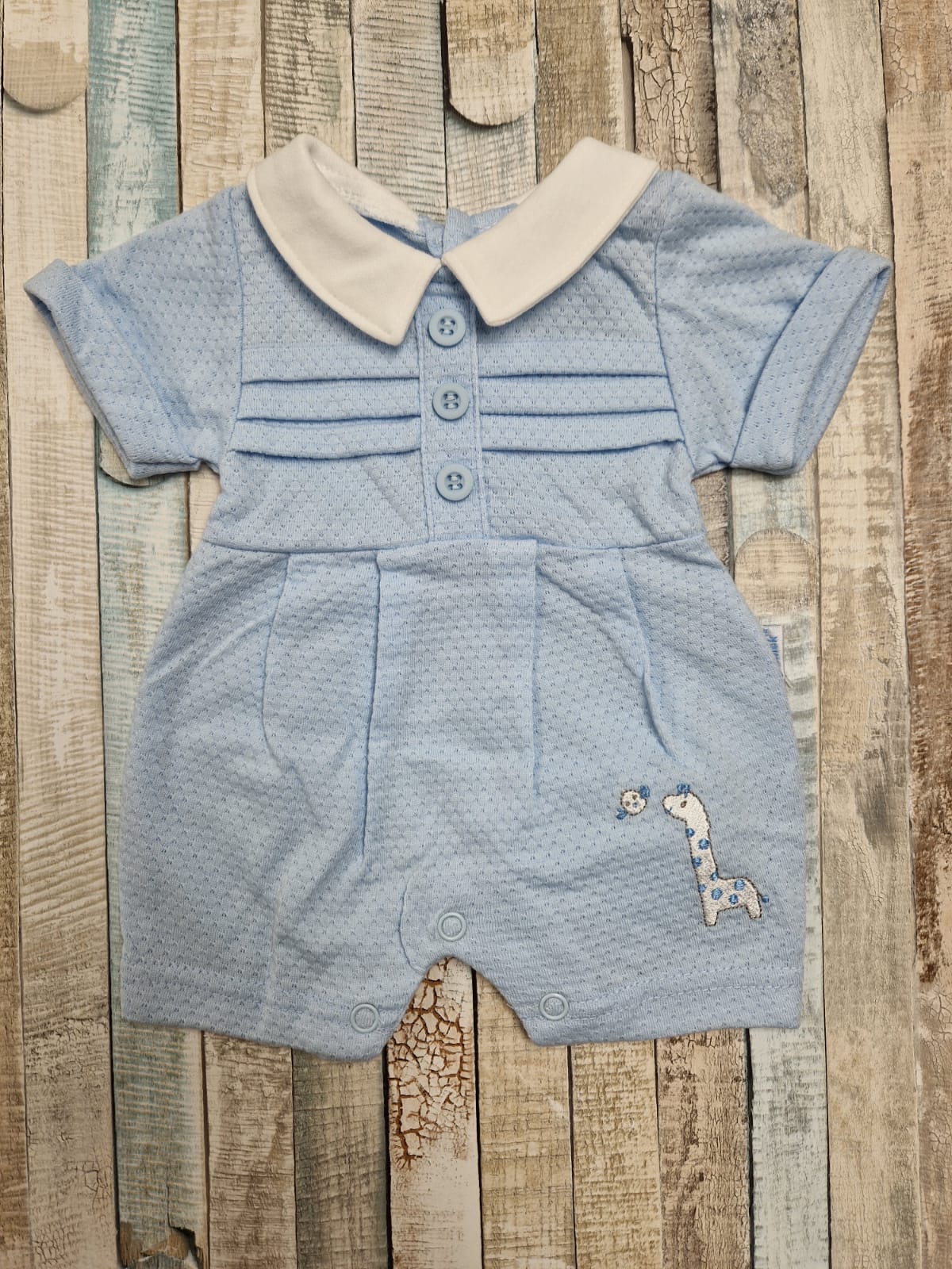 Premature Baby Boys Blue Giraffe Romper
