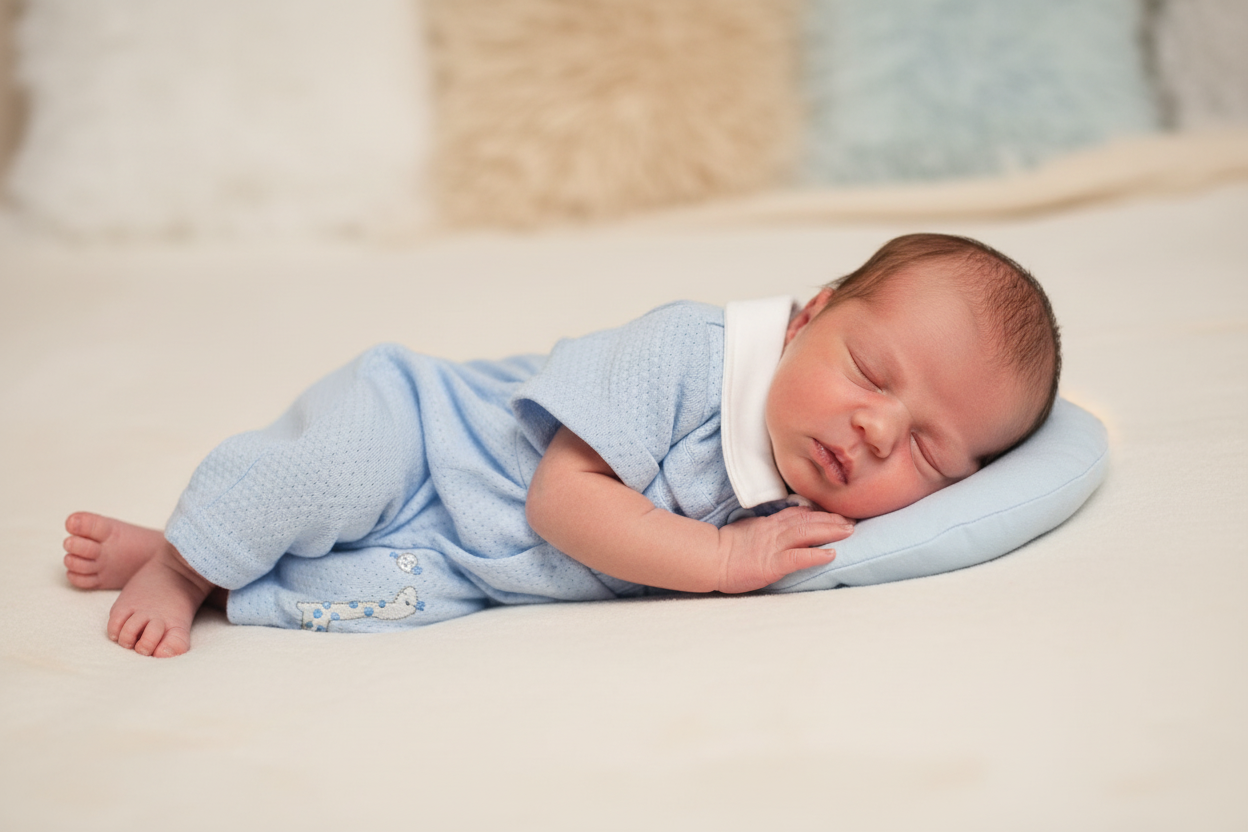 Premature Baby Boys Blue Giraffe Romper