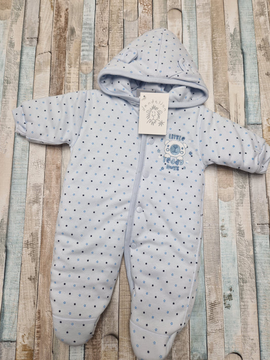 Nana's Special Buys Baby Boys Blue Teddy Pramsuit