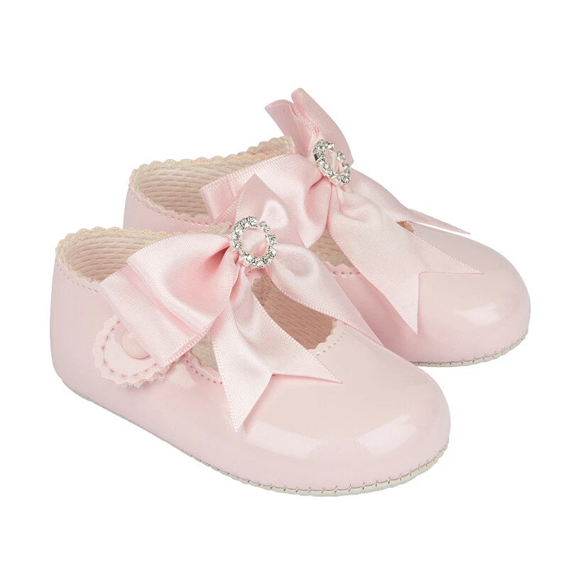 Baby Girls Pink Diamante soft Bottom Shoe