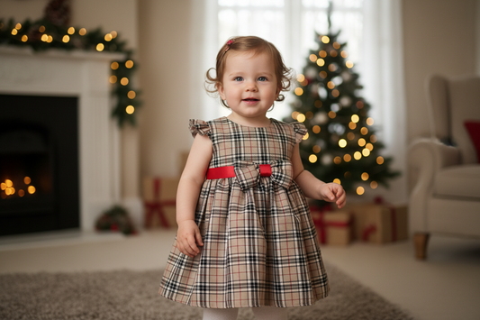 Tara Lee Beige Tartan Dress