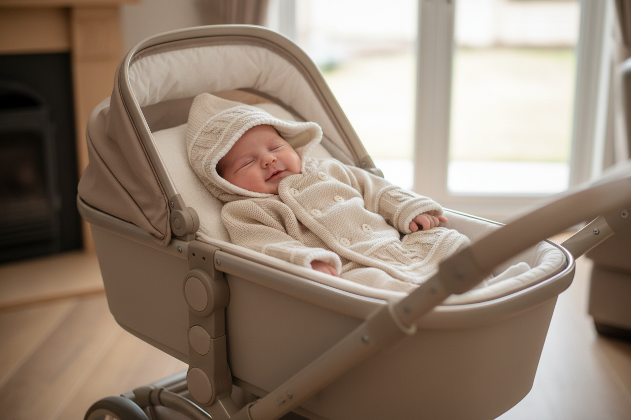 Unisex Baby Beige & White Pram Coat