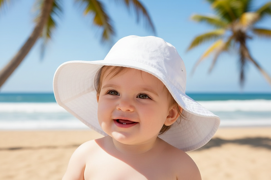 Unisex Baby White Wide Brim Bucket Hat