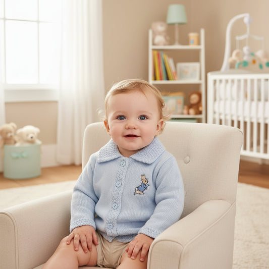 Baby Boys Blue Rabbit Cardigan