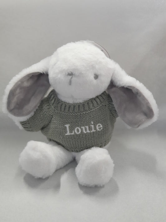 White Bunny With Grey Personalised Jumper