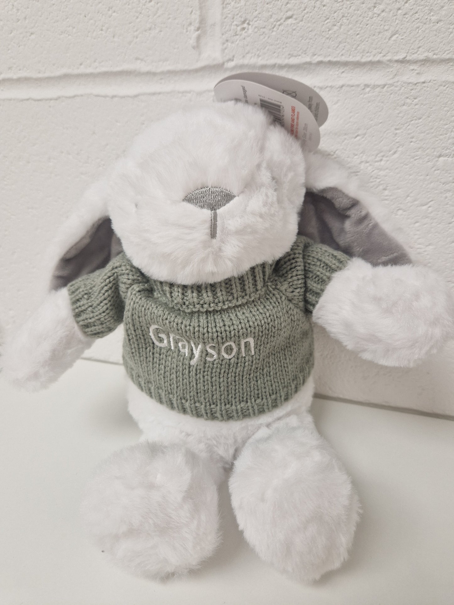 White Bunny With Grey Personalised Jumper