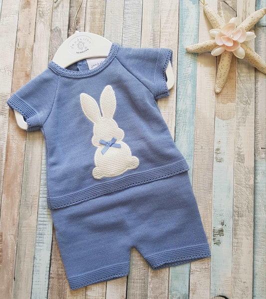 Baby Boys Blue Bunny Top And Short Set - Nana B Baby & Childrenswear Boutique