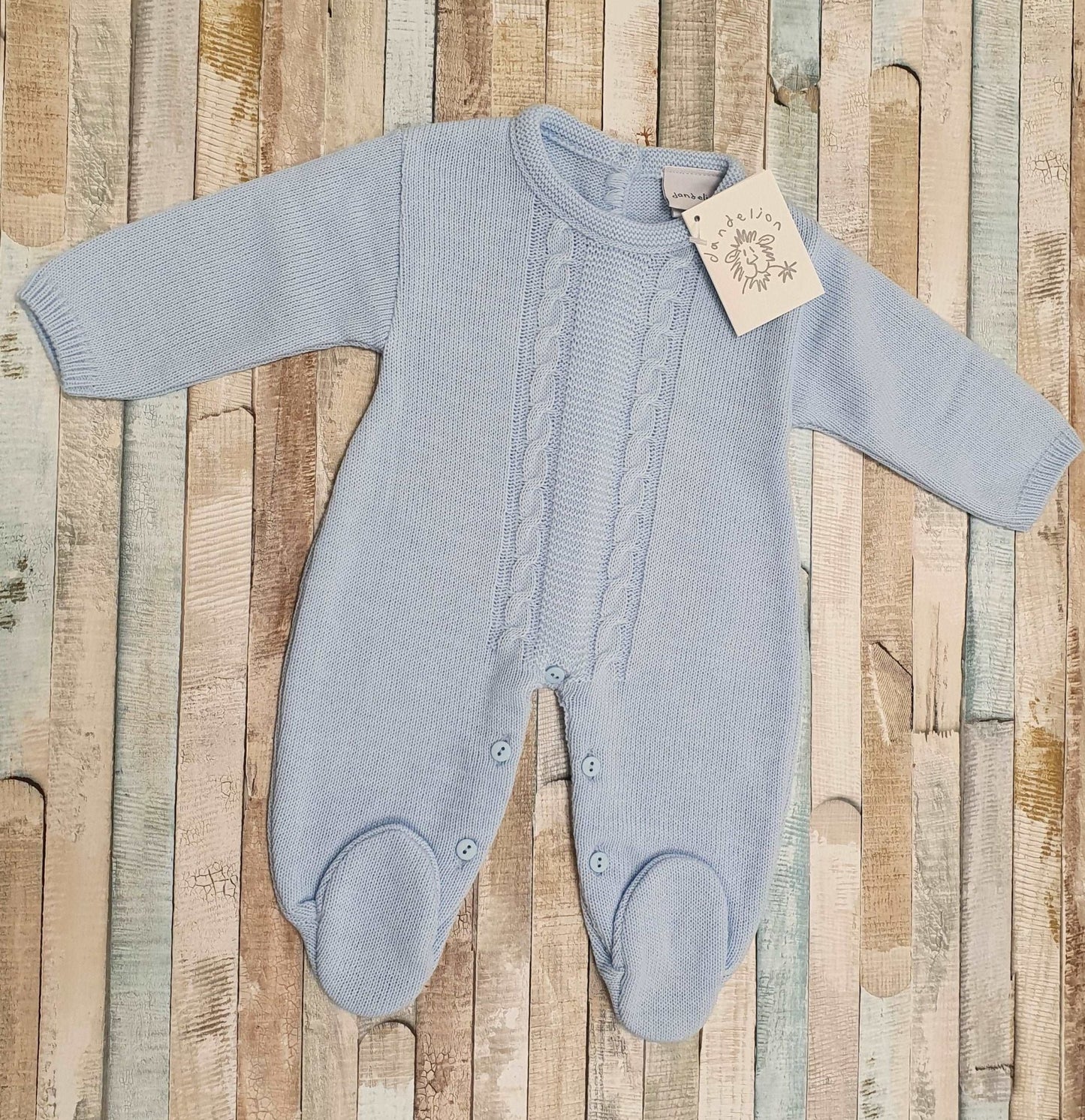 Baby Boys Blue Cable Knit All In One - Nana B Baby & Childrenswear Boutique