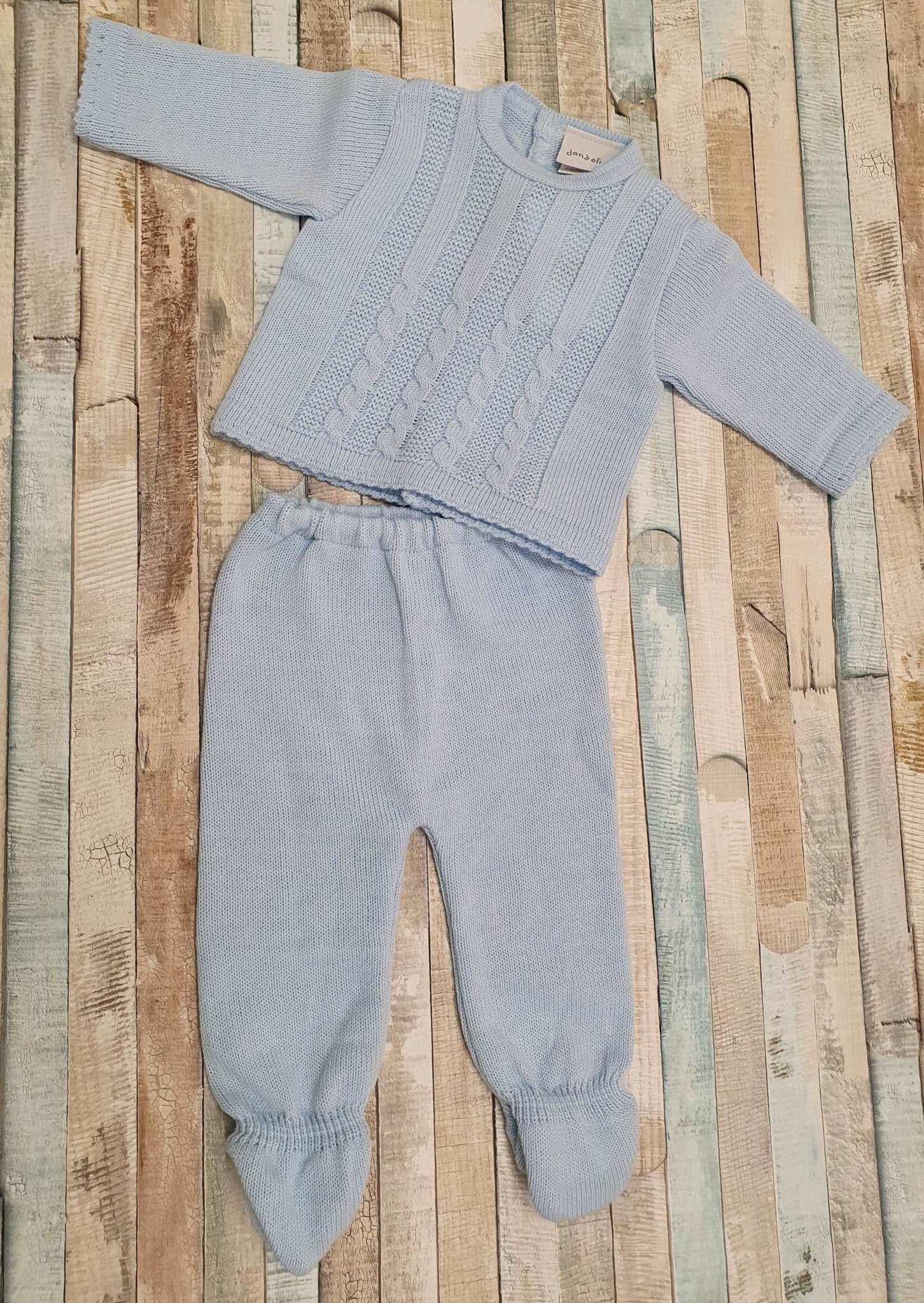 Baby Boys Blue Cable Knitted Two Piece outfit - Nana B Baby & Childrenswear Boutique