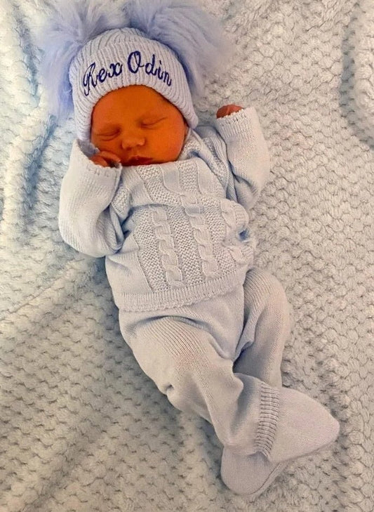 Baby Boys Blue Cable Knitted Two Piece outfit - Nana B Baby & Childrenswear Boutique