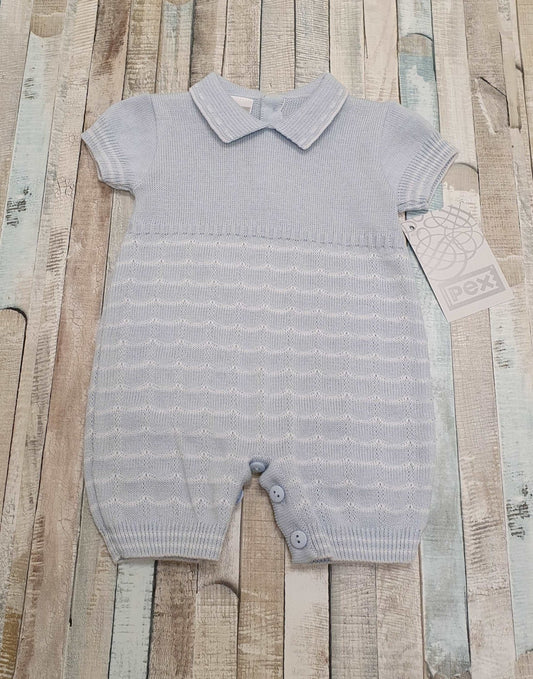 Baby Boys Blue & White Pex Teddy Romper - Nana B Baby & Childrenswear Boutique