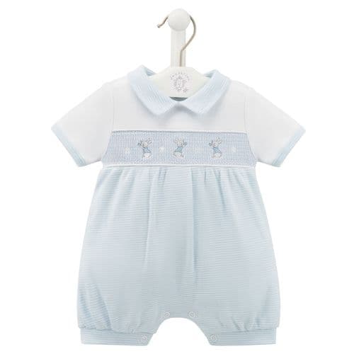 Baby Boys Dandelion Smocked Rabbit Romper - Nana B Baby & Childrenswear Boutique